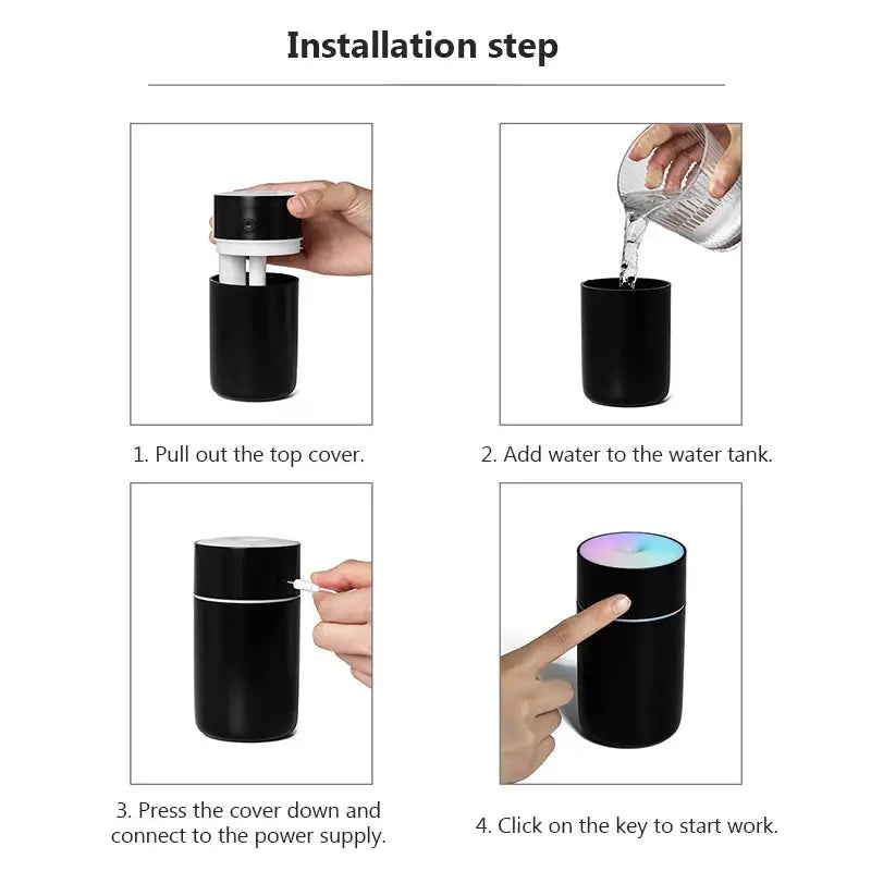 Colorful Portable Air Humidifier USB Rechargeable Wireless Home Car Mini Air Atomizer Aroma humidificador Essential Oil Diffuser