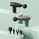 Fascia Gun: Black 4-Head Mini Multi-Stage Massage Equipment