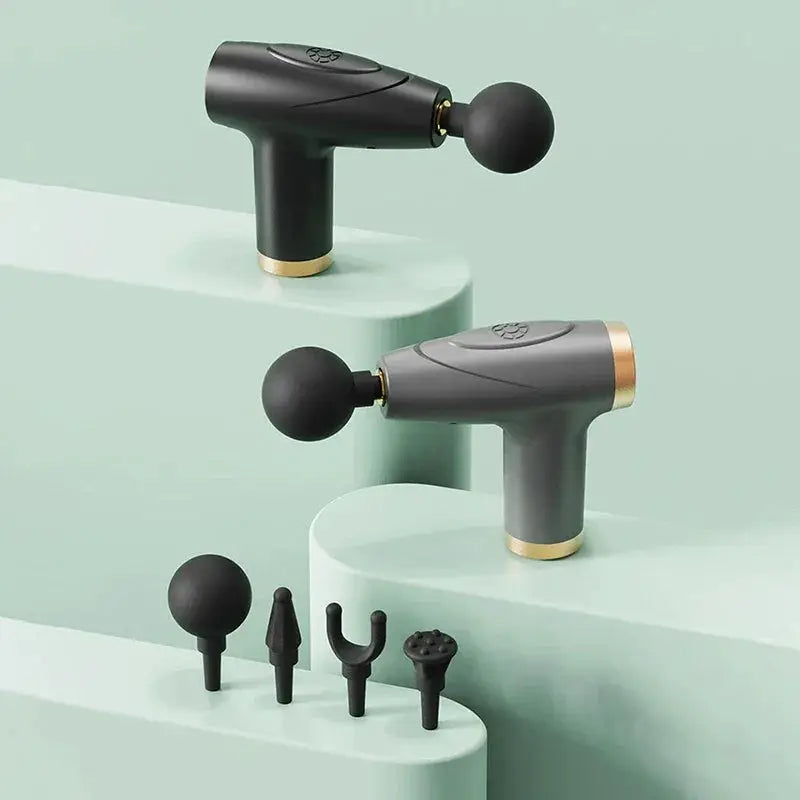Black 4 Head Mini Fascia Gun Multi Stage Massage Device