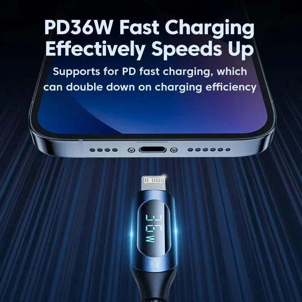Toocki PD Fast Charging Cable For iPhone iPad LED Indicator