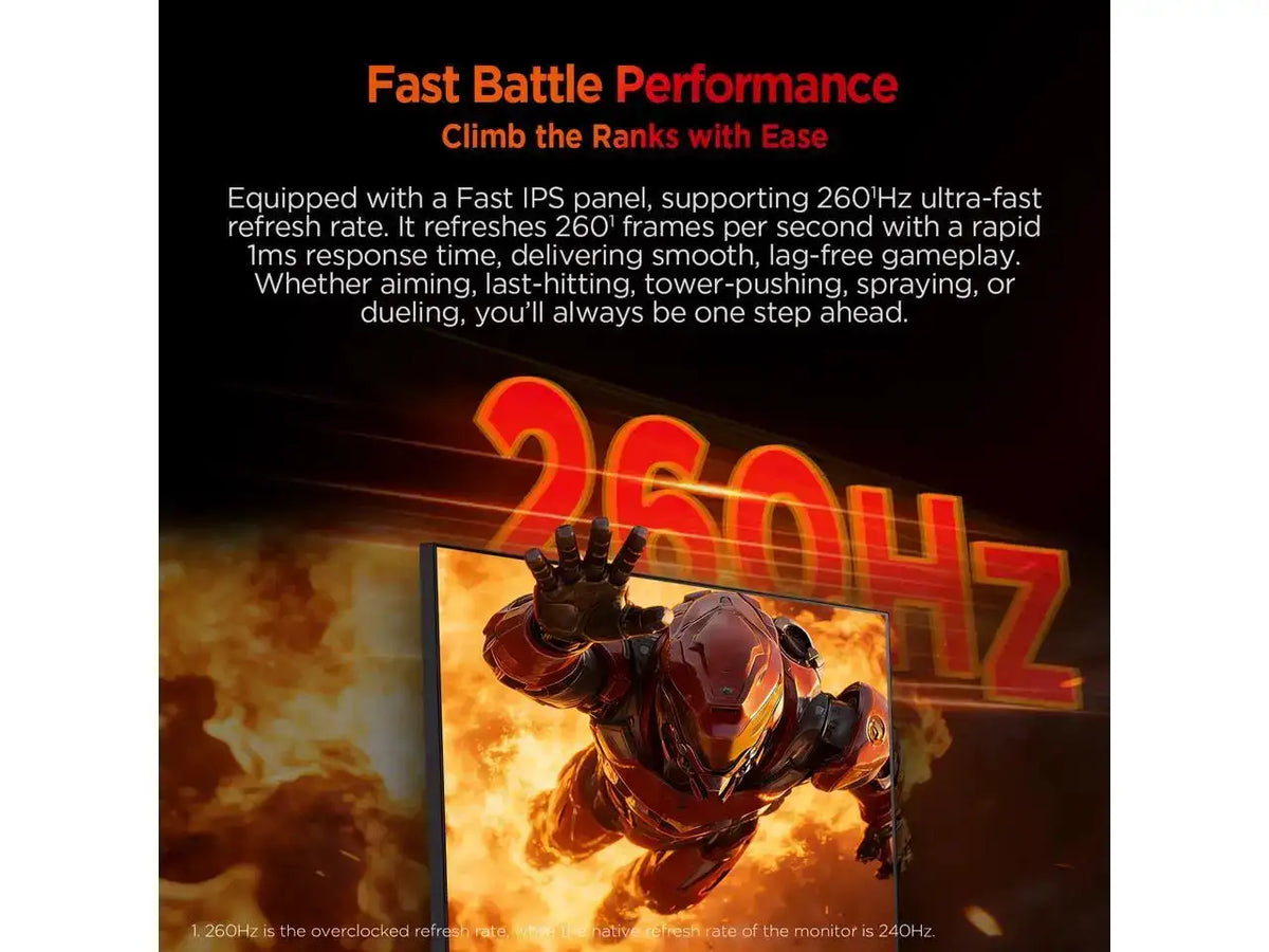 HKC 24 inch (23.8" viewable) Full HD 260hz Fast IPS 1ms HDR400 Low Blue Light 125% sRGB Compact Stand Gaming Computer Monitor G24H3D