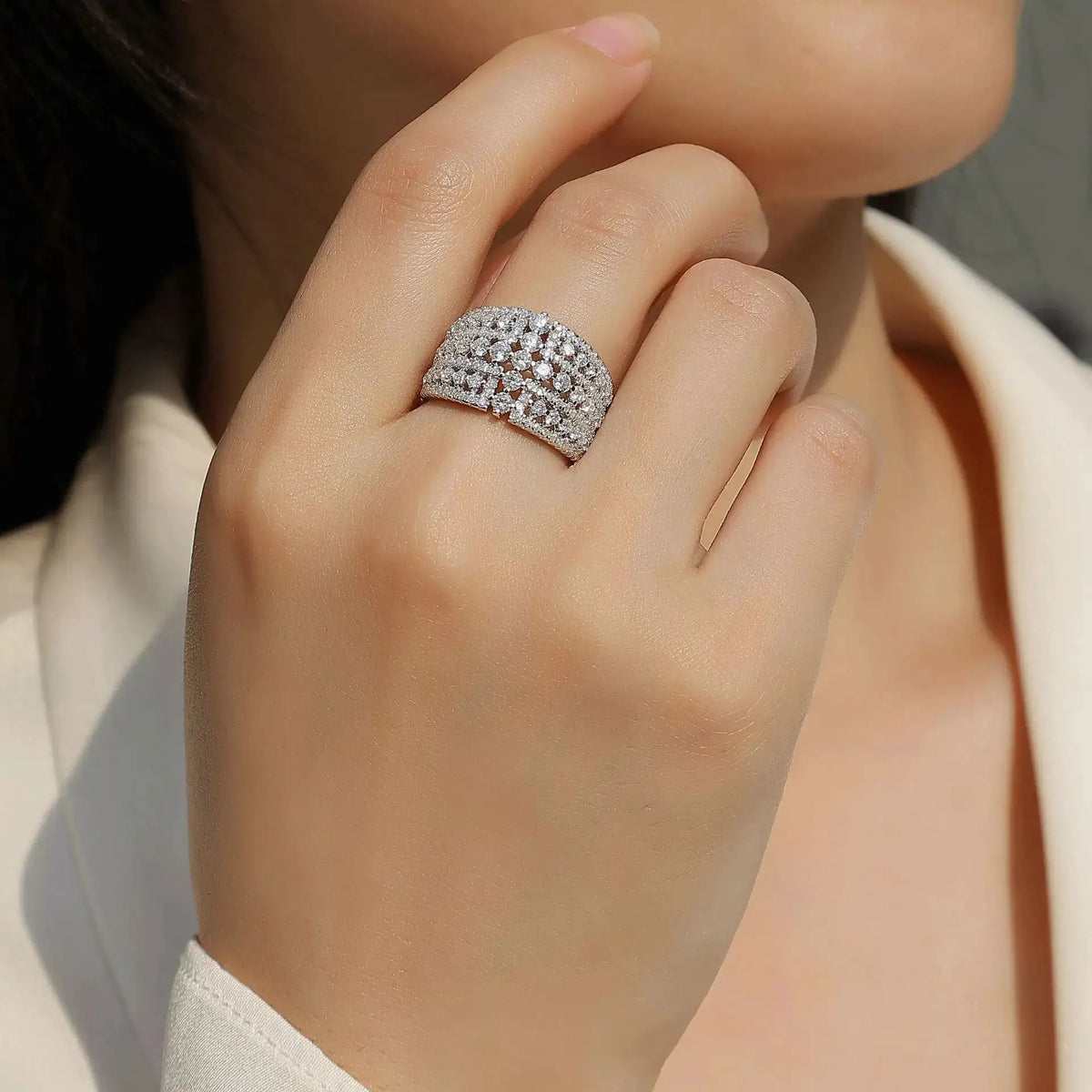 Elegant Sterling Silver Silver Moissanite Ring Ballet — product image 4