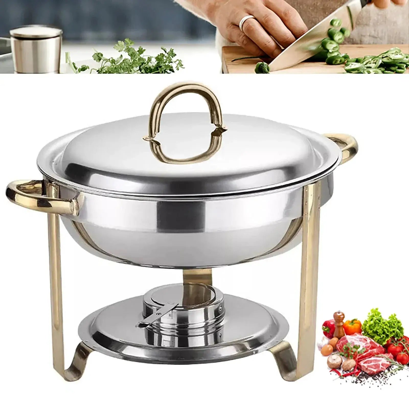 4L Stainless Steel Gold Warming Chafing Dish for Buffets