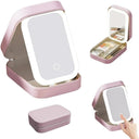 White Portable Travel Makeup Bag with LED Mirror 2024
