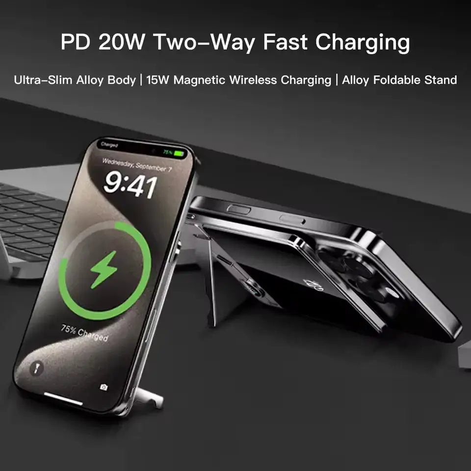 Ultra-thin Magnetic Power Bank Wireless Fast Charging Portable Battery for Apple Watch iPhone Samsung for Magsafe Powerbank