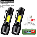 Mini Cob Flashlight - Rechargeable Pocket Torch