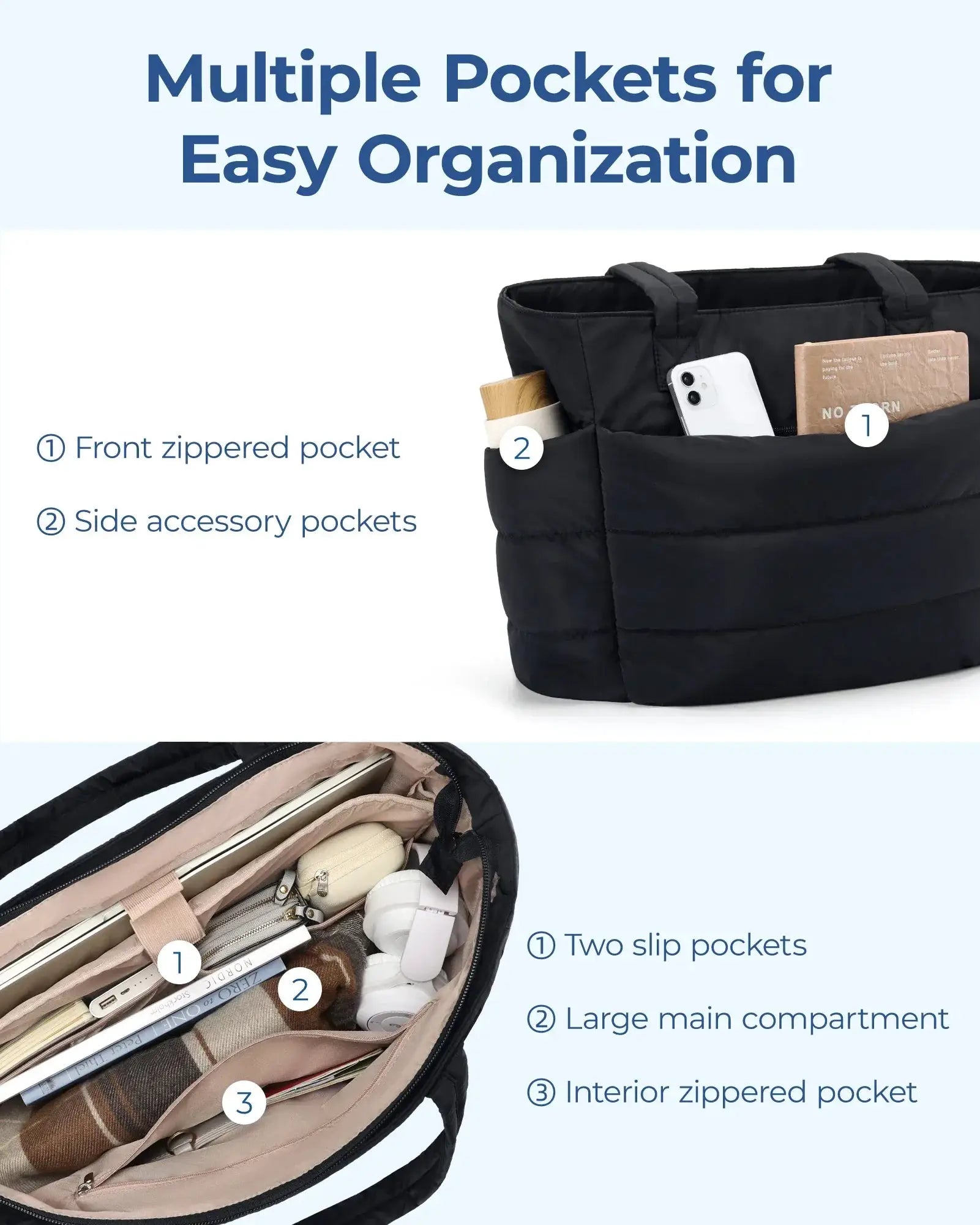 Puffy Padded Tote Bag for Women Large Capacity Handbag