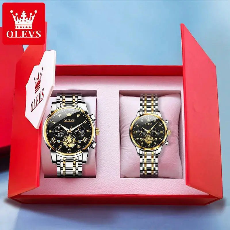 OLEVS Moon Phase Waterproof Couple Watches Timepieces