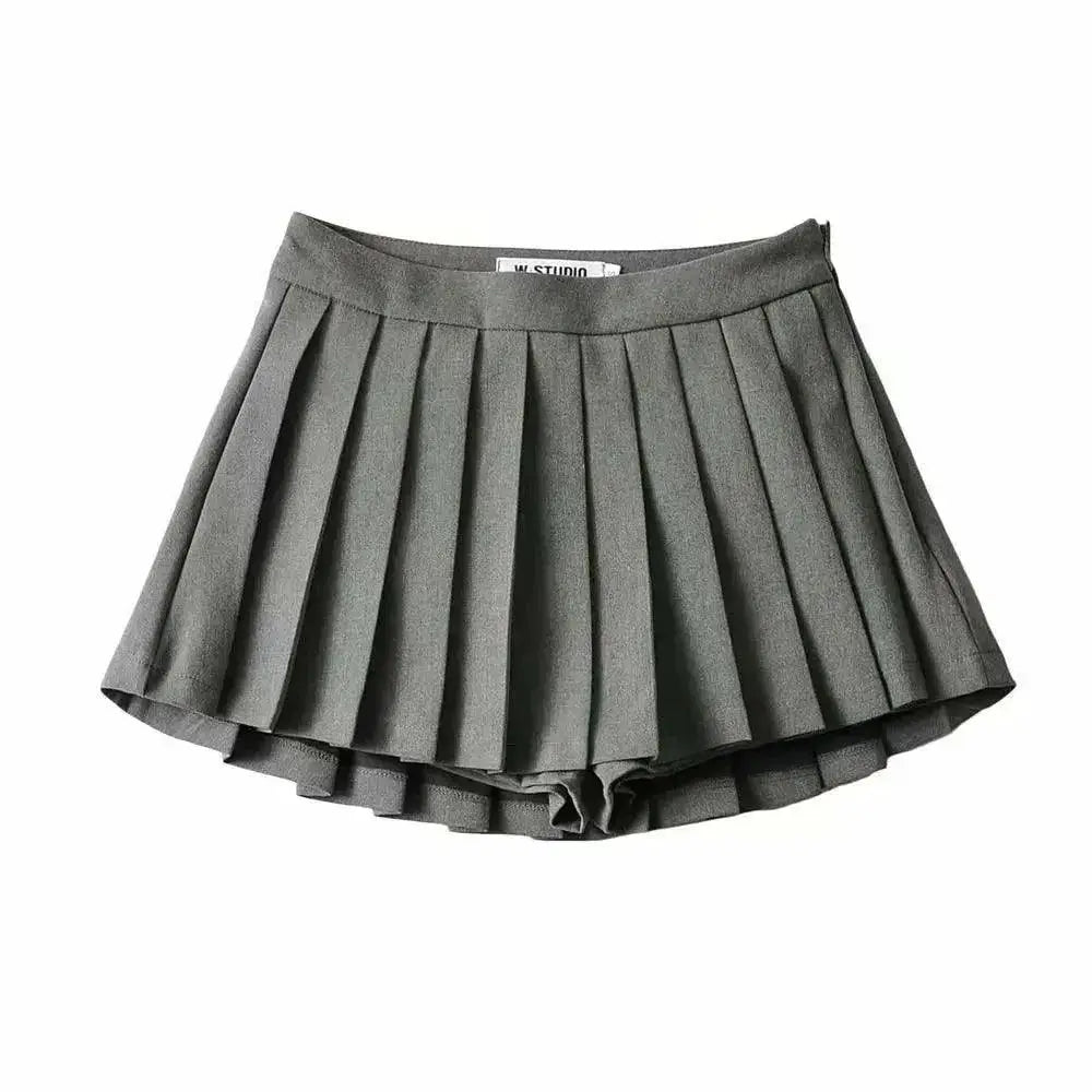 Vintage Pleated Mini Skirt Korean Tennis Fashionista Style