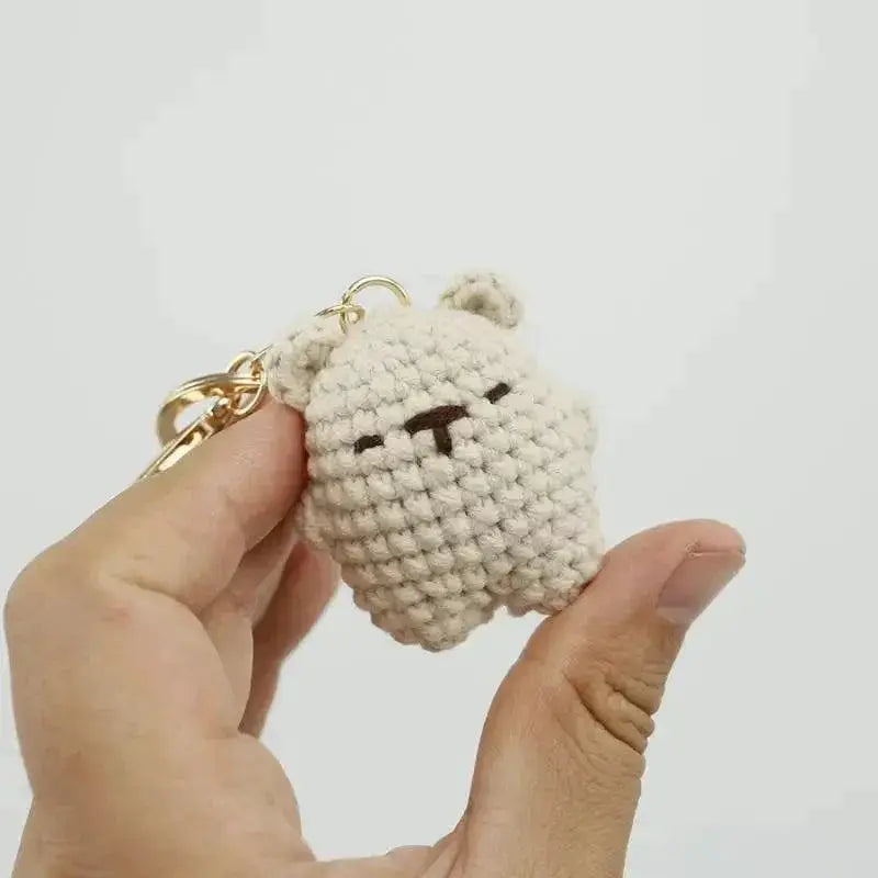 Cute Small Bear Couple Keychains Knitted Cartoon Gift