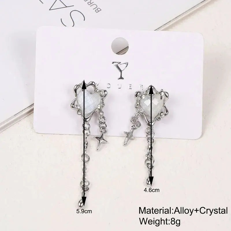 Heart Tassel Star Dangle Earrings for Trendy Parties
