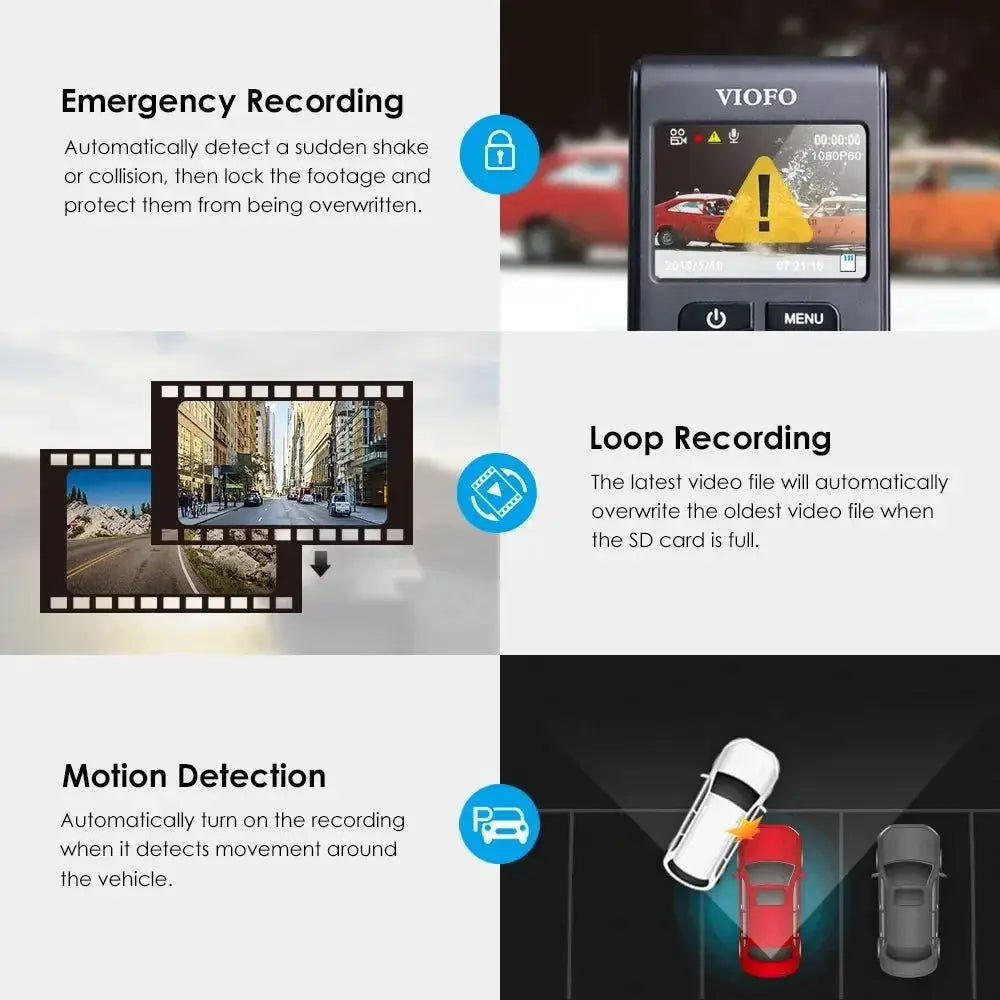 VIOFO A119 V3 2K Car Dash Camera With Parking Mode G Sensor Rota Lens - stepyours.com