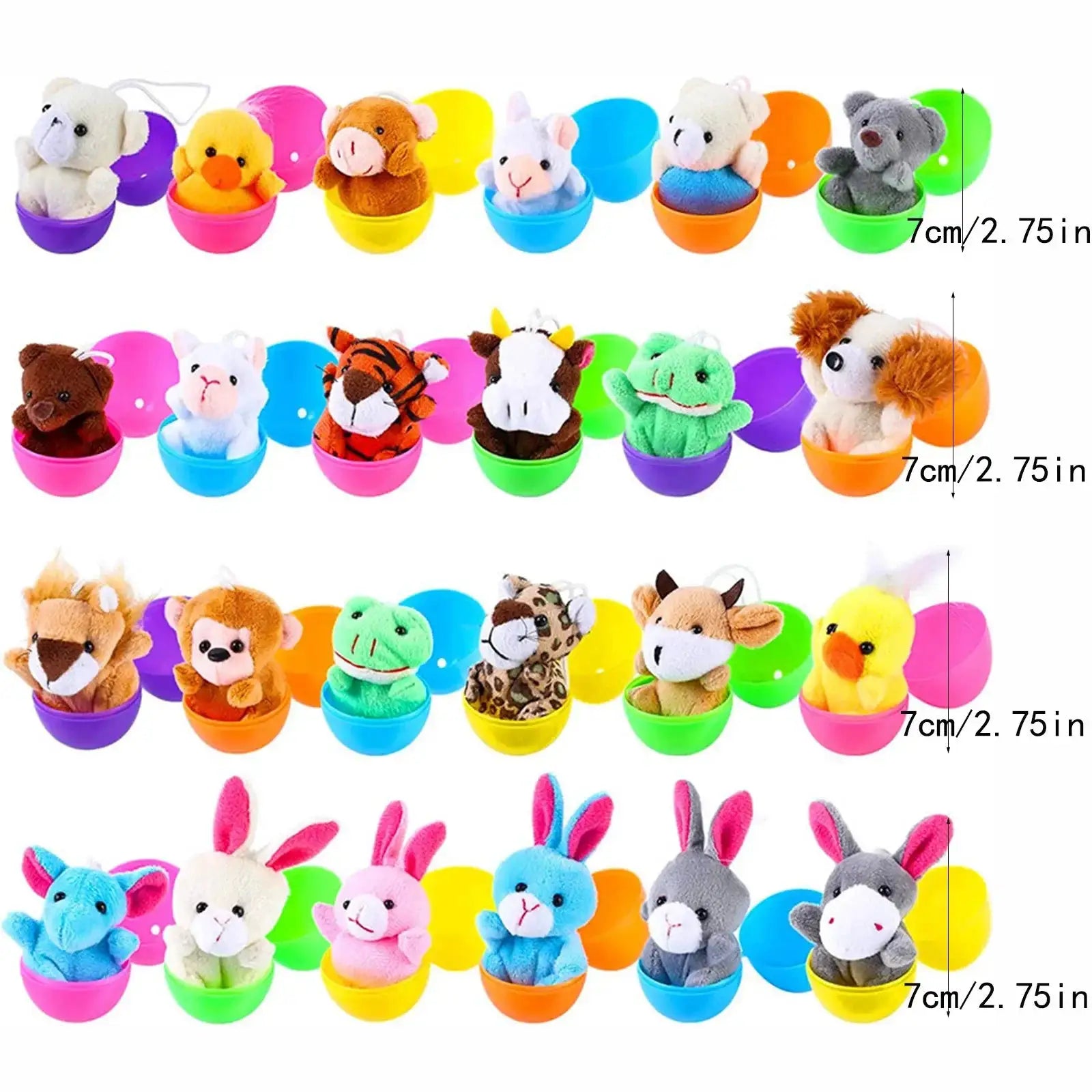 24 Pcs Filled Easter Eggs Basket Stuffers With Bunny Dolls