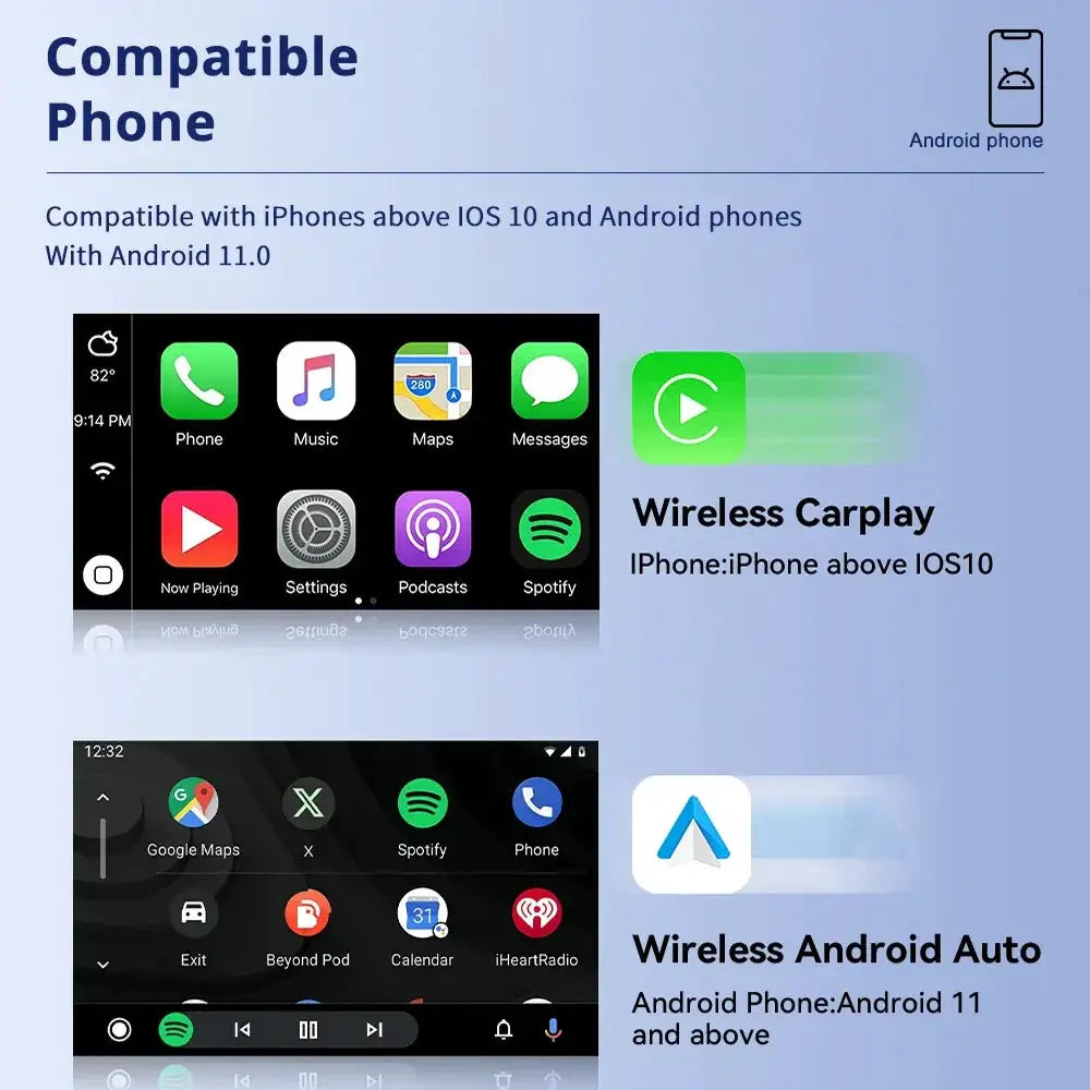 2In1 Wireless CarPlay Android Auto AI Box for Car System