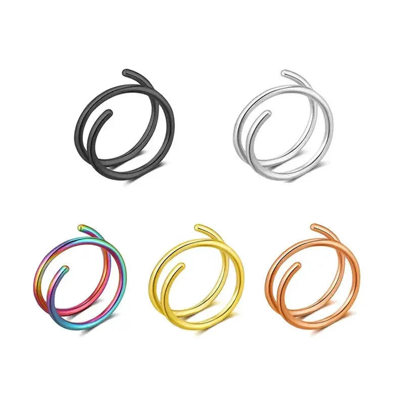 316L Stainless Steel Double Spiral Nose Hoop Ring 1 Piece