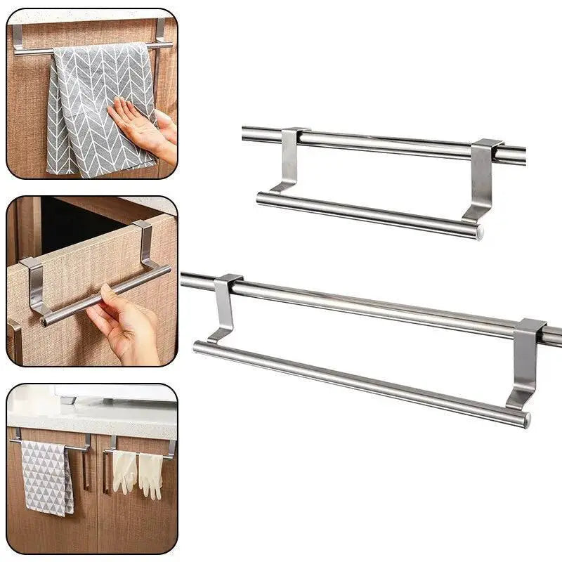 Stainless Steel Over Door Towel Bar Rack Organizer