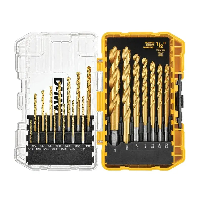 21 Piece Titanium Drill Bit Set for Wood Metal Plastic