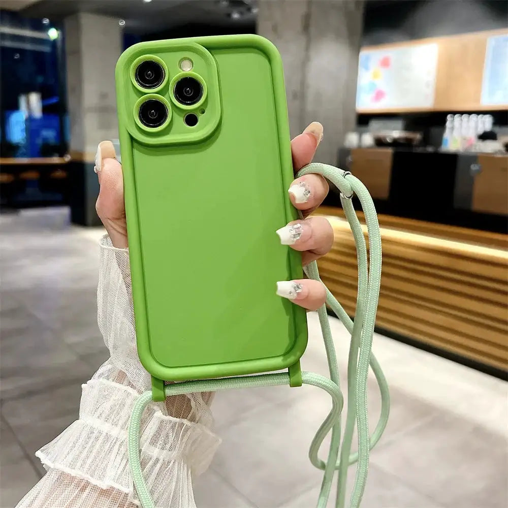 Phone Case For iPhone 11 12 13 14 15 16 17 18 Pro Max 17 Air 16E Crossbody Adjustable Lanyard Strap Rope Soft Cover