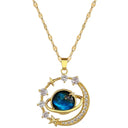Luxury Inlaid Zircon Moon Pendant Necklace For Women
