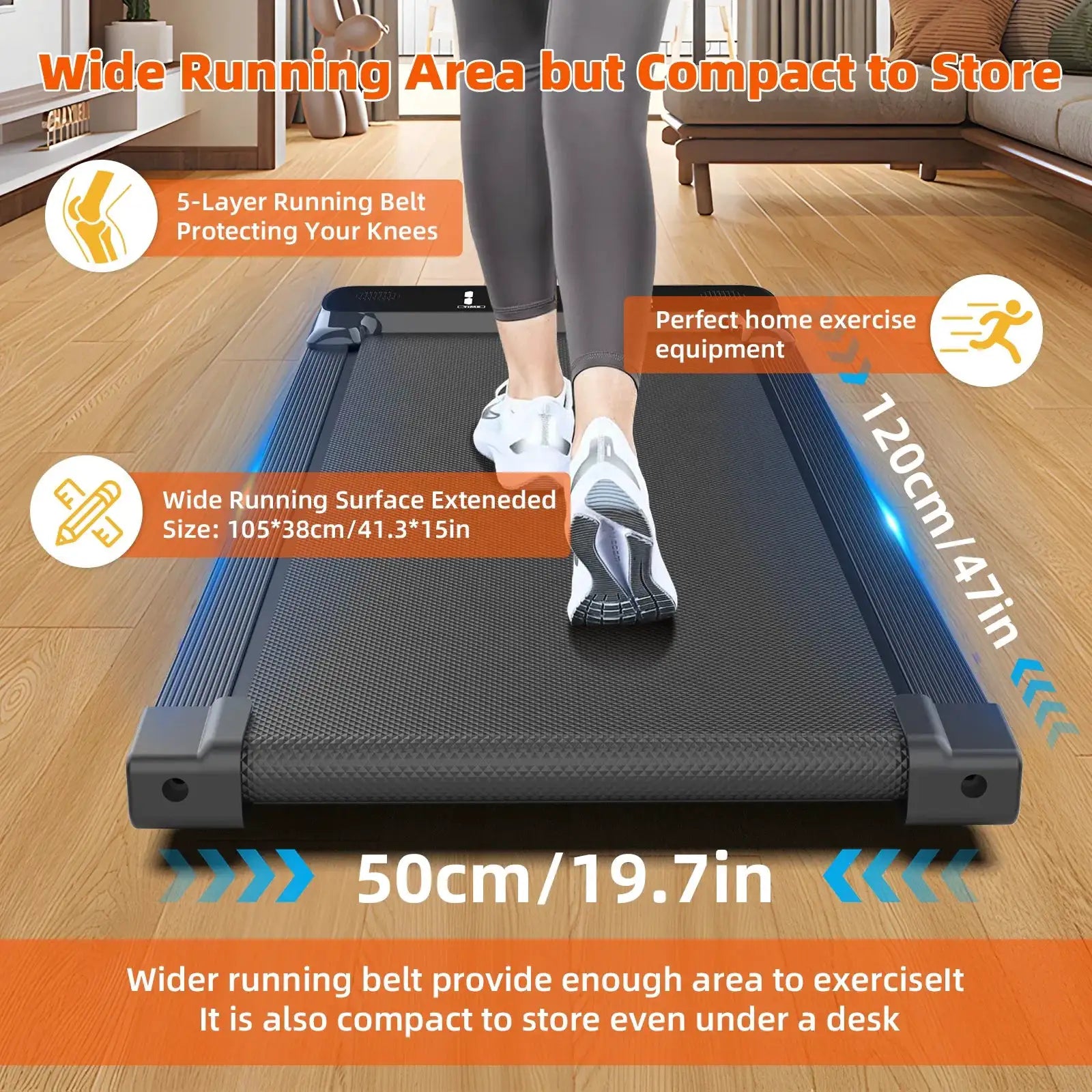 Walking Pad, Under Desk Treadmill for Home Office, Portable Treadmill with Double Shock Absorption Remote Control LED Display