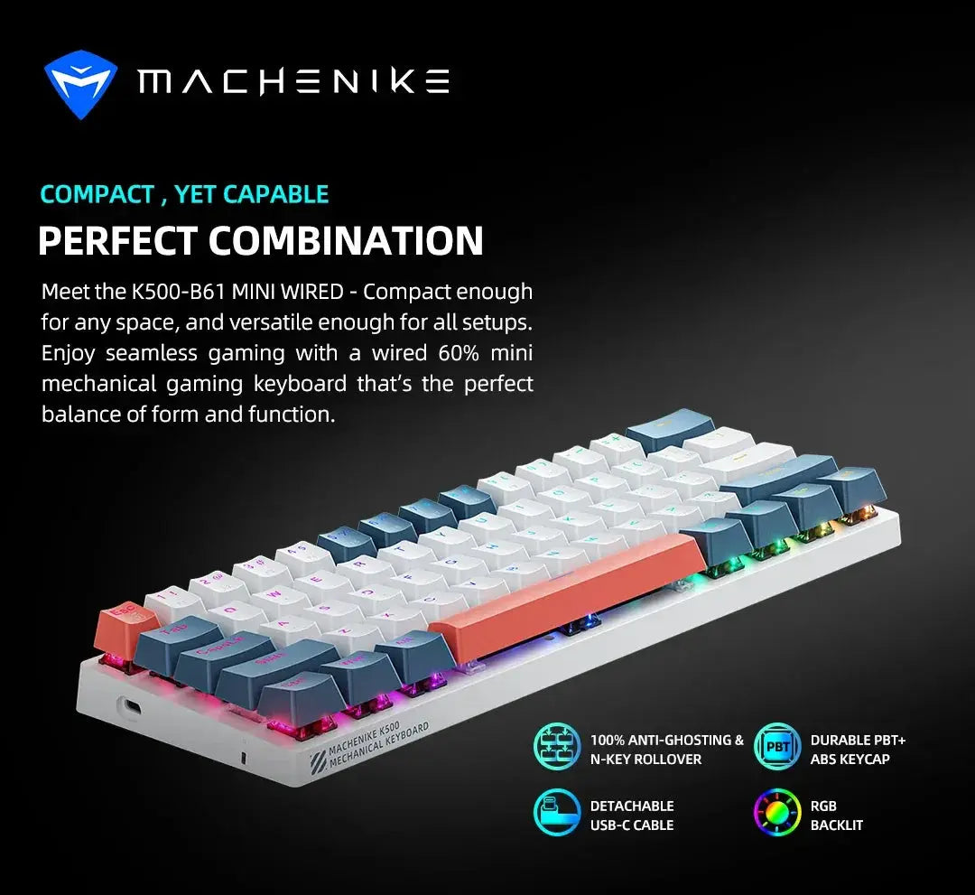 Machenike K500 B61 Mini Mechanical Keyboard 60 Percent RGB - OurLum.com