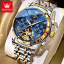 Olevs Mens Luxury Tourbillon Steel Watch