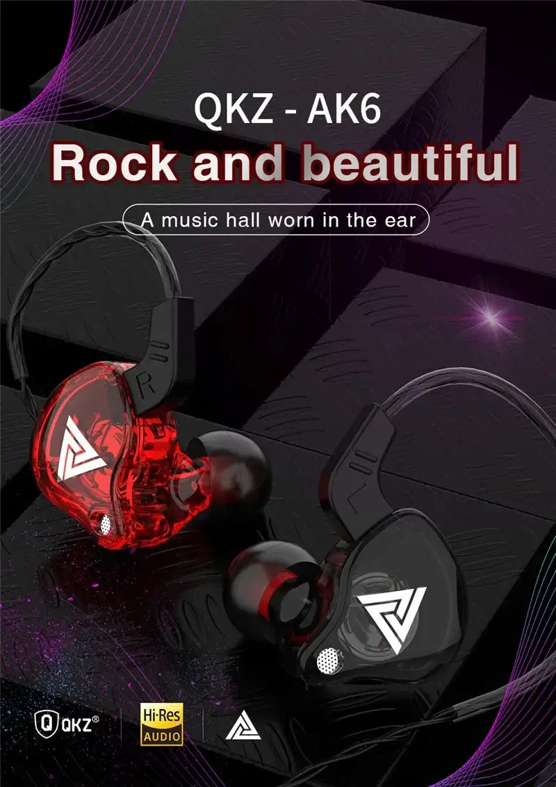QKZ AK6 HiFi Wired Earphones In Ear Bass Stereo Headset