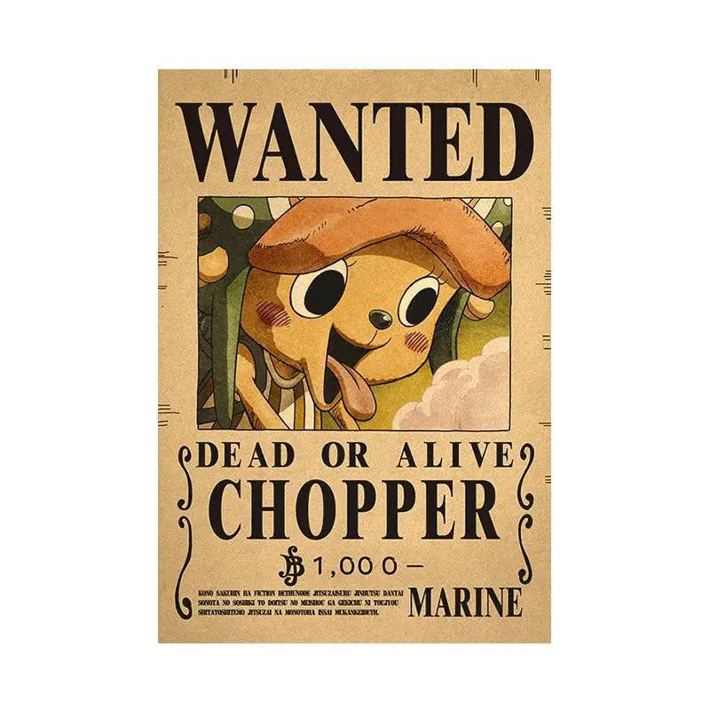 One Piece Luffy Vintage Wanted Posters Wall Decor Figure
