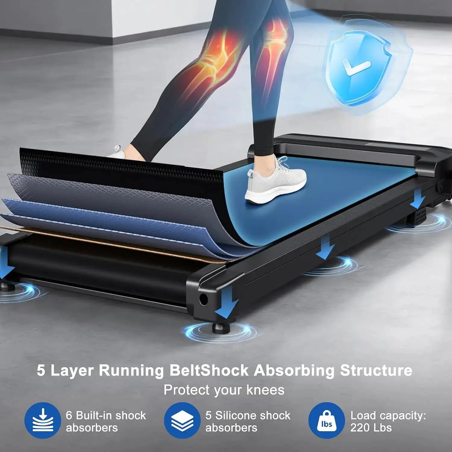 Quiet Foldable Home Walking Pad Treadmill with Handle Bar & LED Display Screen, Compact Portable Electric Running Belt; Ideal for Indoor Jogging, Walking & Gym Daily Training