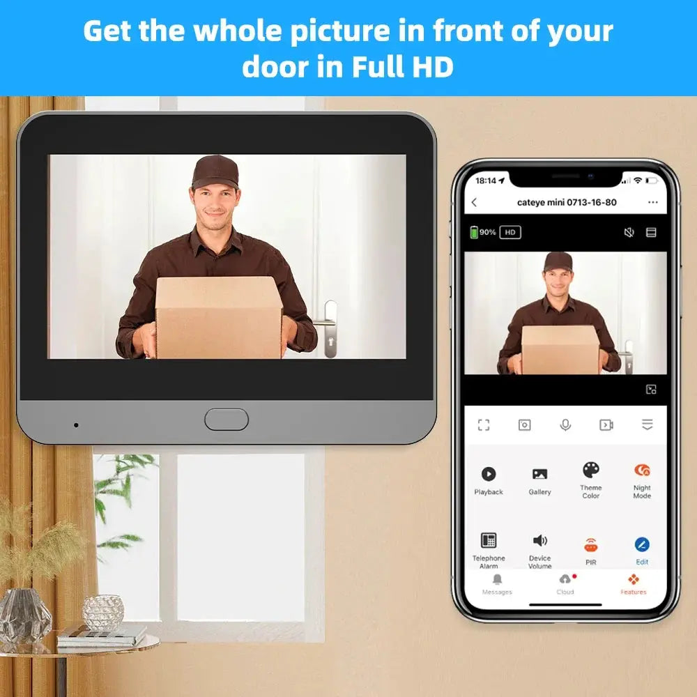 Yuezhe 3MP Door peephole camera icam365 4.3 IPS Screen Night PIR wifi Phone wireless Camera Security protection for Smart Home by stepyours.com