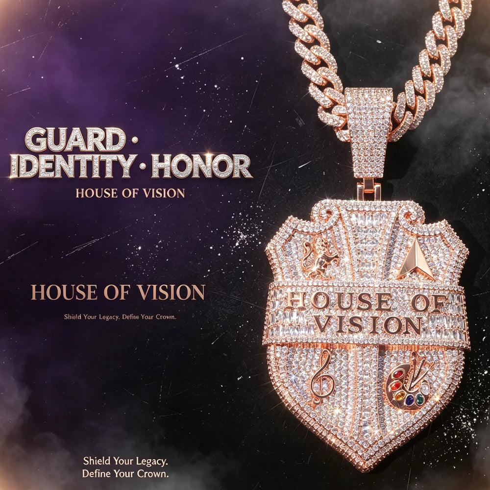 Iced Shield Cz Pendant House