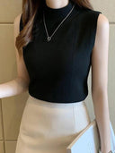 Heilar Green Knit Tank Tops Versatile Chic Summer Style