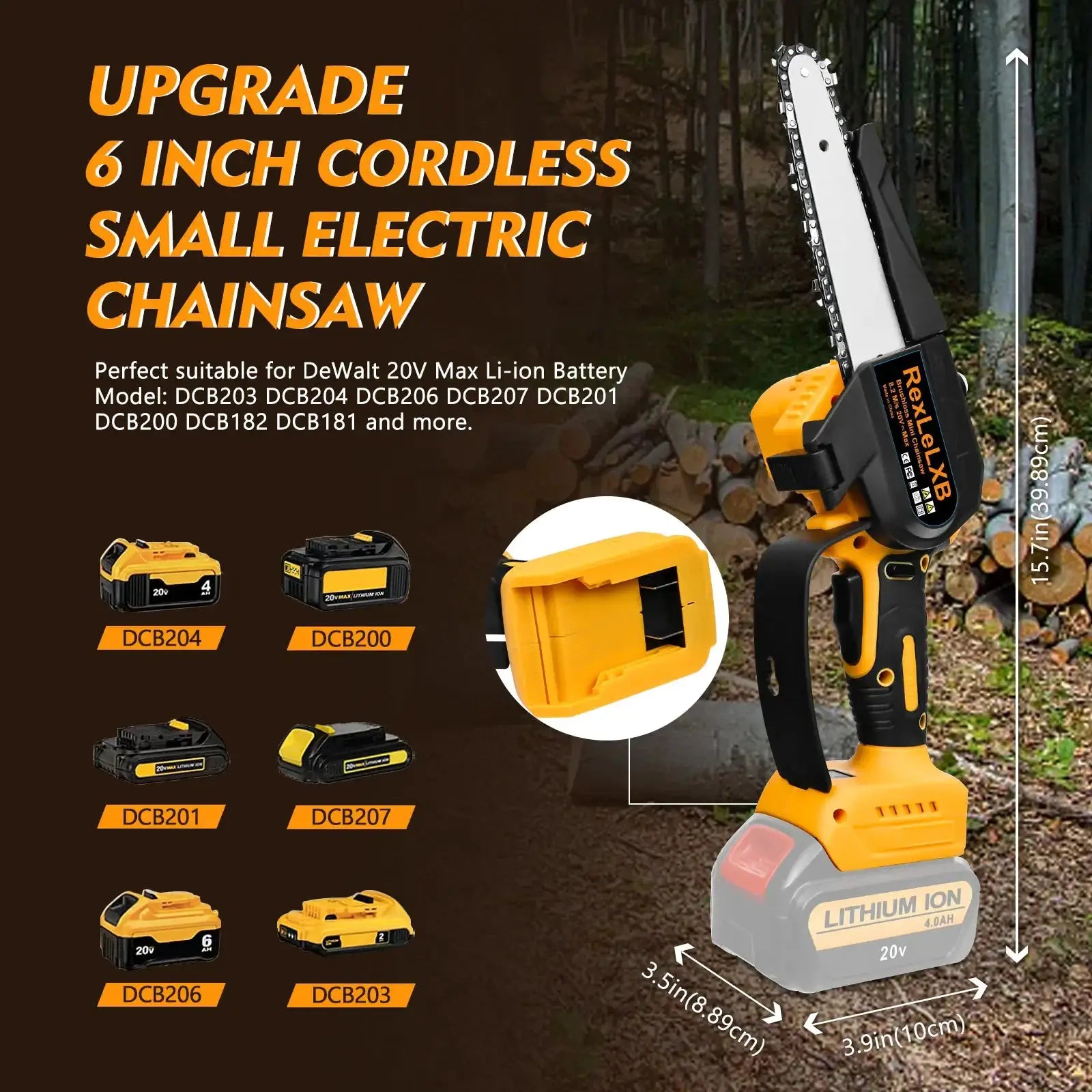 Powerful Cordless 6 Inch Mini Chainsaw Lightweight Electric