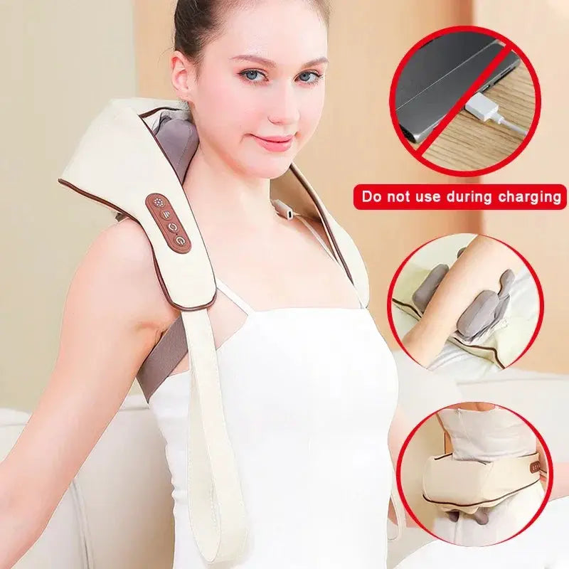 Neck Shoulder Massager Deep Tissue Shiatsu Heat Therapy - OurLum.com