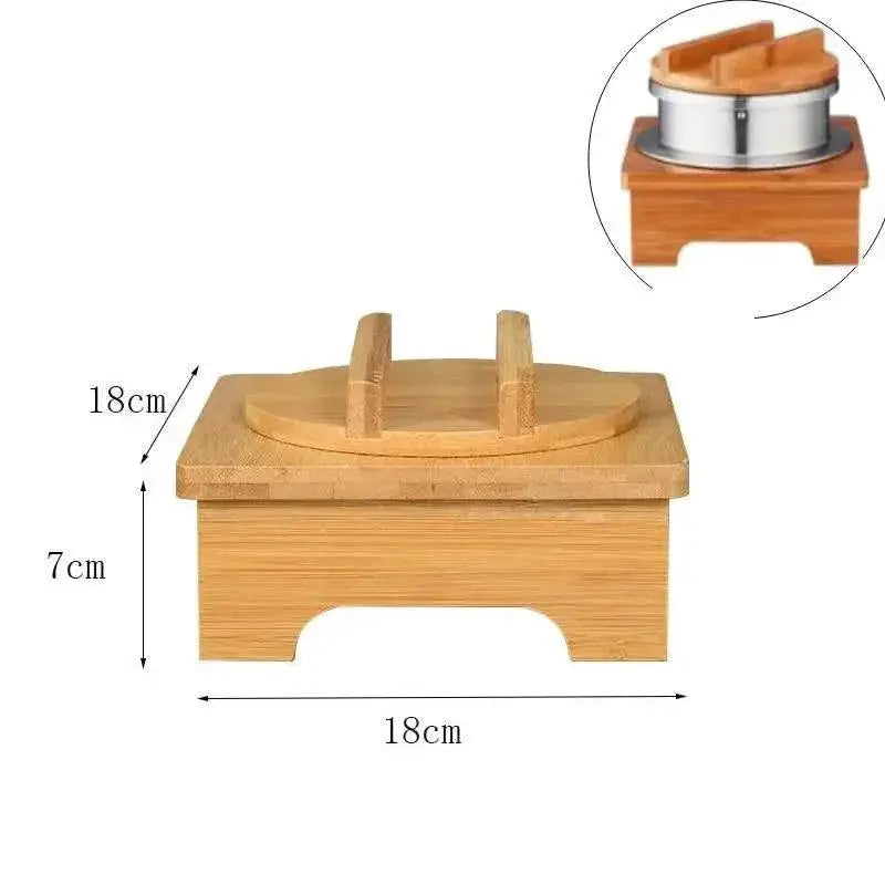 Wooden square rice steamer base with lid, 18x18x7cm; health and lifestyle kitchenware at OurLum.com