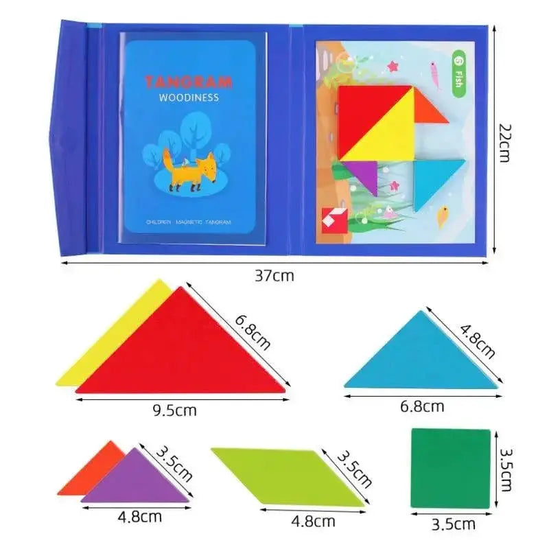 Wooden Magnetic Tangram Puzzle Book For Kids Learning Fun