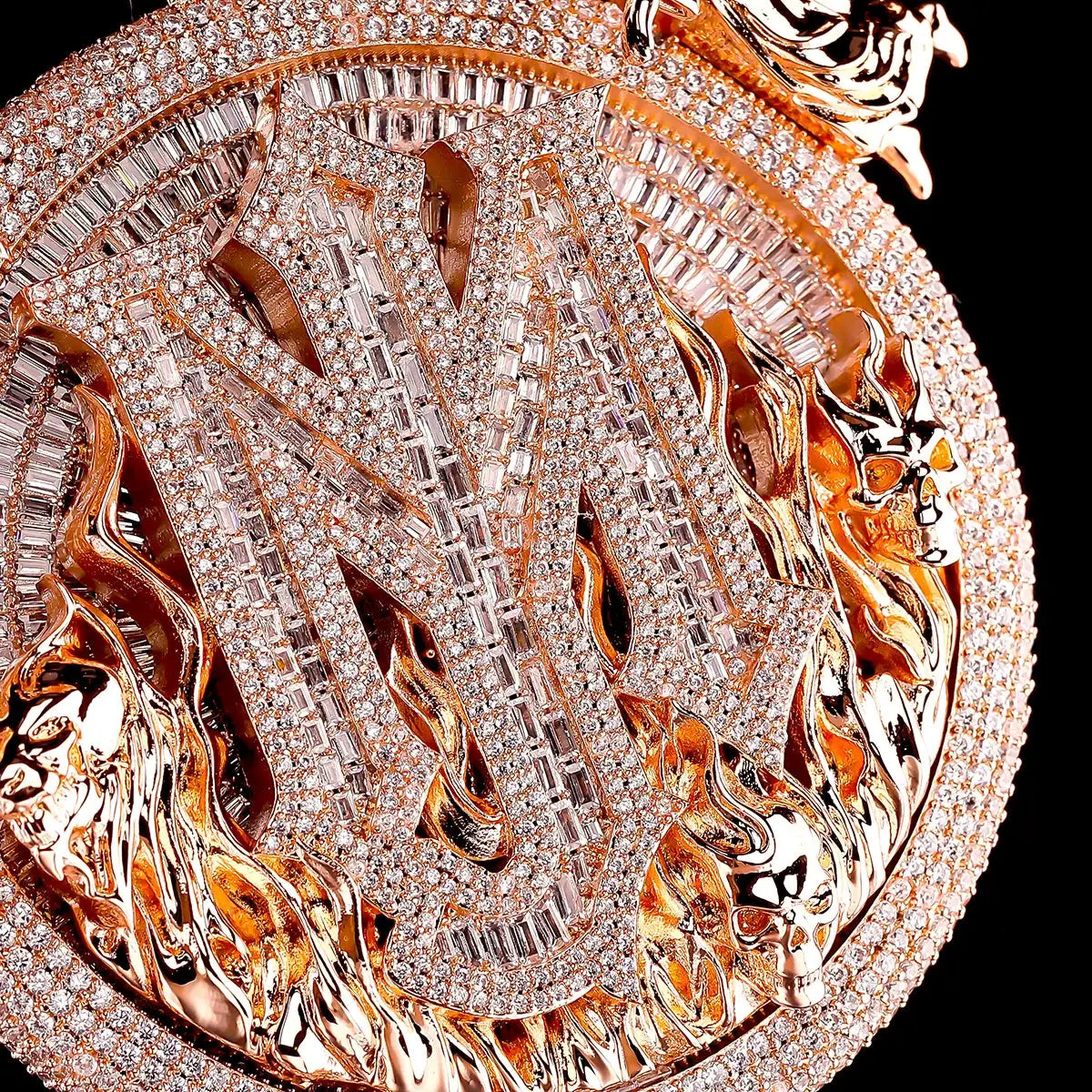 Gold Rose Gold Plated Cubic Zirconia Hip Hop Charm Fire — product view 4