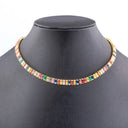 Nidin Classic Colorful Tennis Necklace Men and Women Jewelry