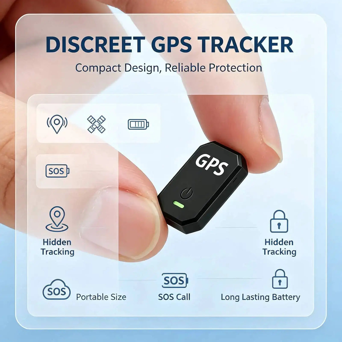 Mini GPS Tracker, Hidden ‑Time GPS Locator with Geo‑Fence Alert, Long — product view 1