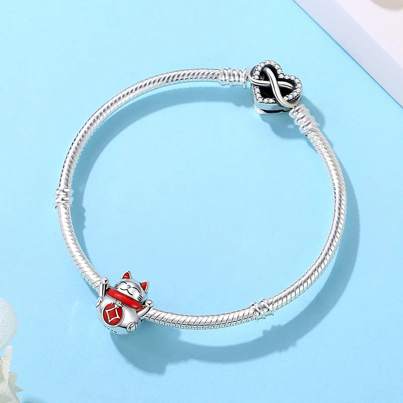 Sterling Silver Charm Fortune Cat