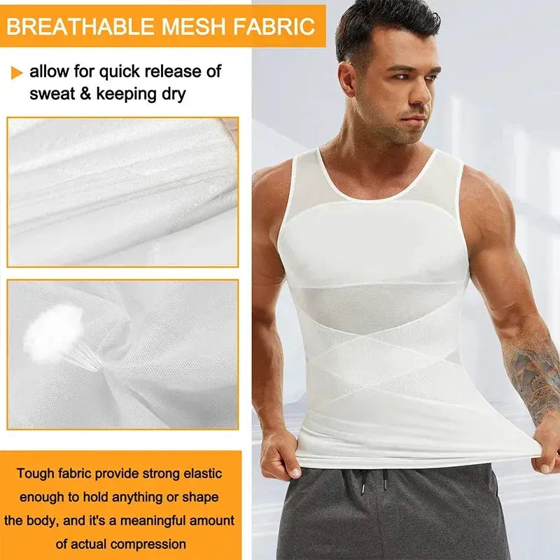 Men Slimming Compression Undershirt Body Shaper Vest 3XL
