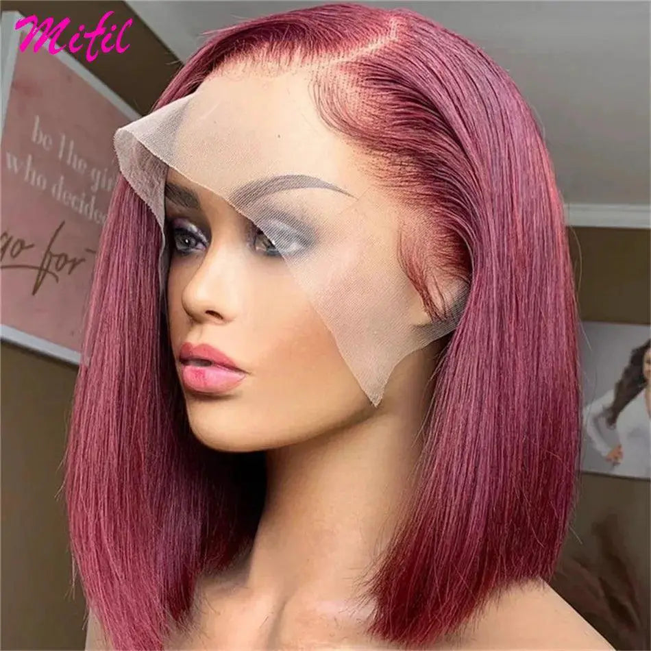 Chocolate Brown Highlight Bob Wig Lace Front Human Hair