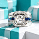 Blue Moissanite Statement Ring