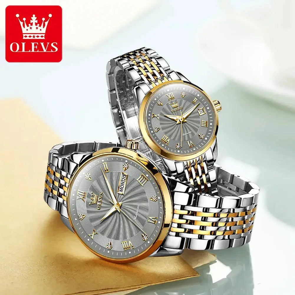 Olevs Couple Watches Waterproof Timepieces For Couples