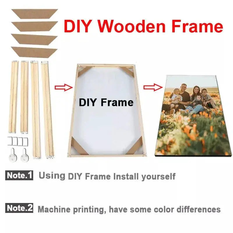 Custom Photo Canvas Painting Poster With DIY Frame Decor