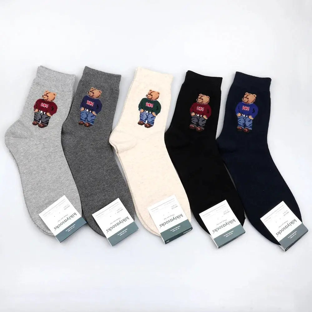 Charming Cartoon Bear Socks Trendy Comfort For Men