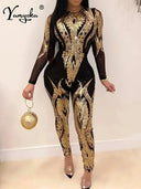 Glam Sequin Jumpsuit Nightlife for Women