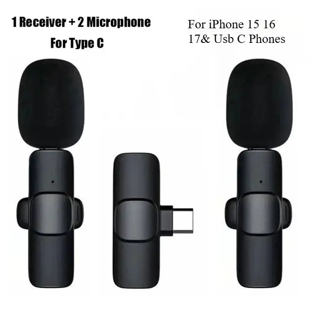 Wireless Lavalier Microphone For iPhone 15/16/17 Series Android Devices Noise Cancelling Mini Lapel Microphone for Vlogging Mic