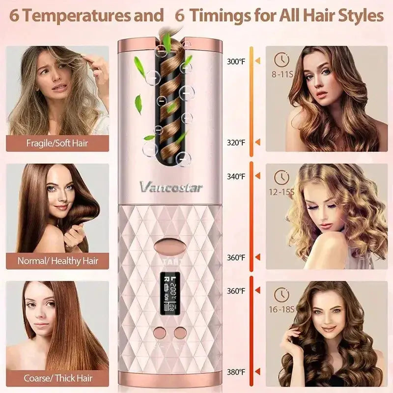 Wireless Electric Hair Curler Portable Travel Styling Device