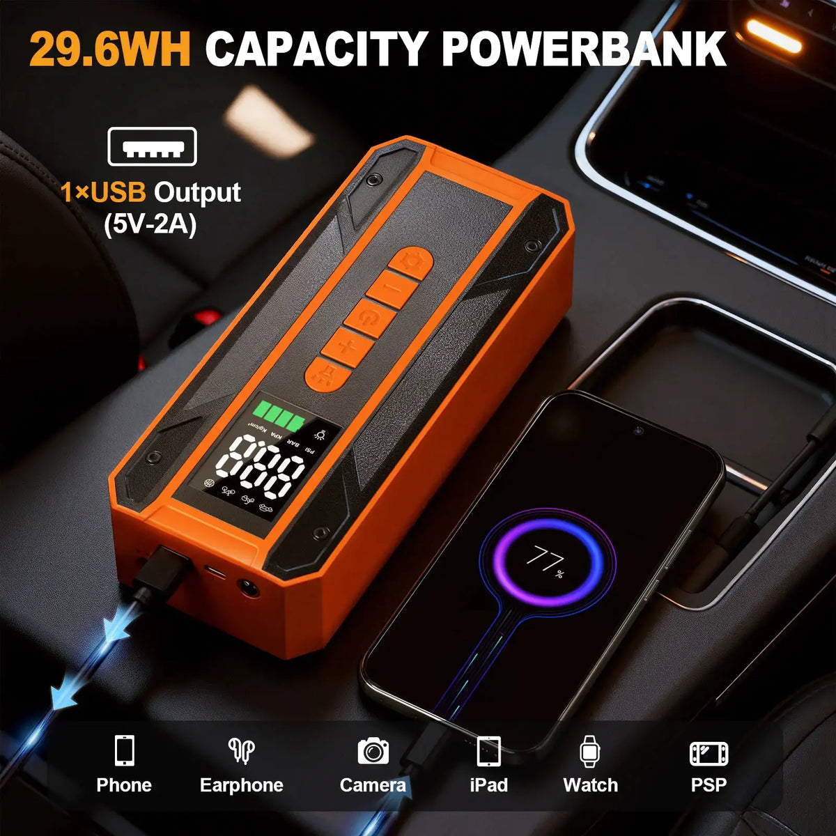 Portable Jump Starter And Air Pump Combo — product view 4